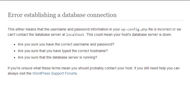 Wordpress Website Error establishing a database connection