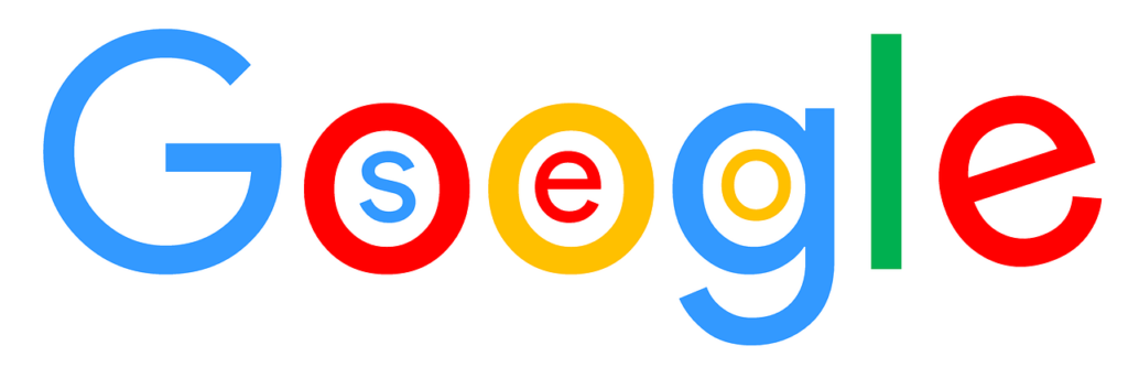 The Google logo with the word SEO in the logo. SEO stands for search engine optimization.