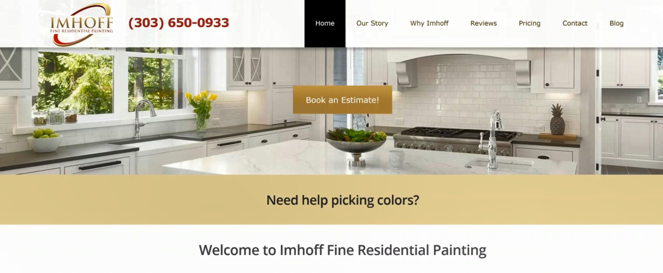 Imhoff Painting's original website before the redesign